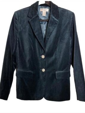 Judith Hart velvet Blazer Jacket Size 12 peacock blue  embellished buttons